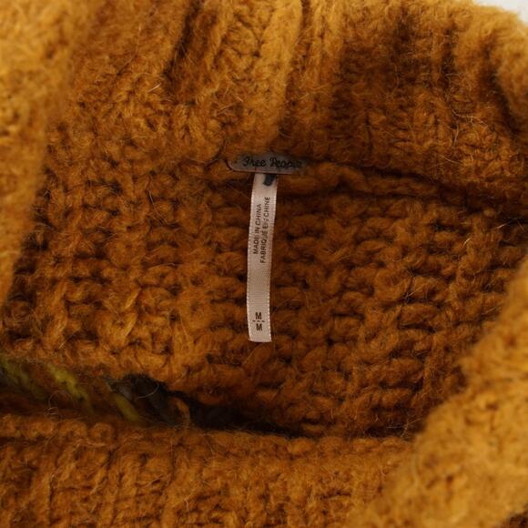 Free People Alpine Knit Pullover Yellow Cropped Sweater Womens Sz M - Picture 7 of 11